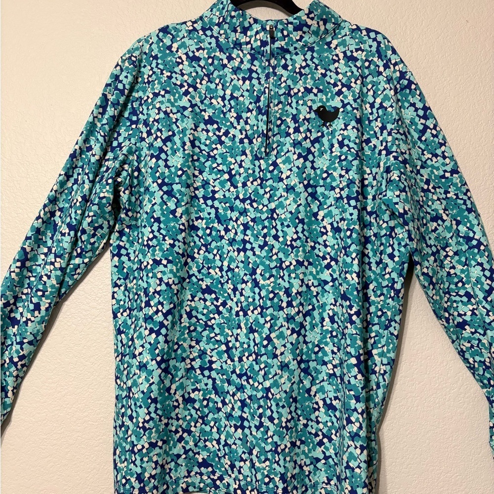 Bad Birdie Liquid Courage Quarter Zip Pullover Men's M Blue Green Soft Golf
